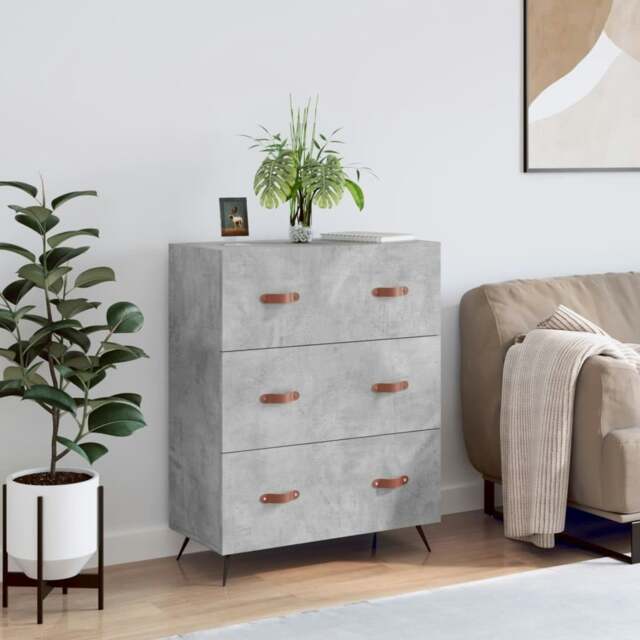 Rackhams Chest of Drawers Concrete Grey 69.5x34x90 cm Engineered Wood