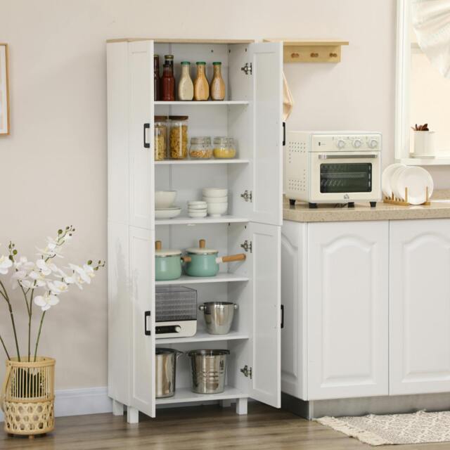 Rackhams Modern Kitchen Cupboard Storage Cabinet with 4 Shelves, White - image 1