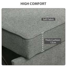 Rackhams Double Sofa Bed Click Clack Sofa Bed Pull Out Bed with Adjustable Backrest for Living Room and Bedroom Grey - Grey - thumbnail 6