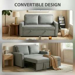 Rackhams Double Sofa Bed Click Clack Sofa Bed Pull Out Bed with Adjustable Backrest for Living Room and Bedroom Grey - Grey - thumbnail 4