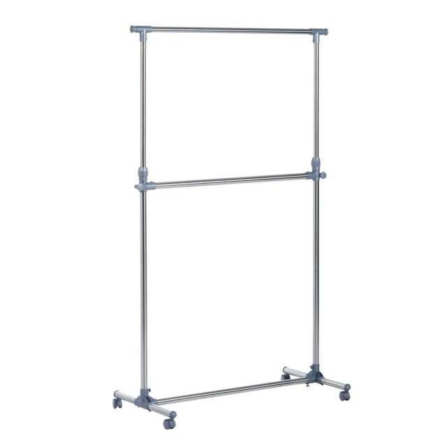 Rackhams Heavy Duty Clothes Hanger Garment Rail Hanging Display Stand Rack w/ Wheels Adjustable - image 1