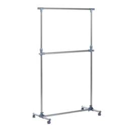 Rackhams Heavy Duty Clothes Hanger Garment Rail Hanging Display Stand Rack w/ Wheels Adjustable - thumbnail 1