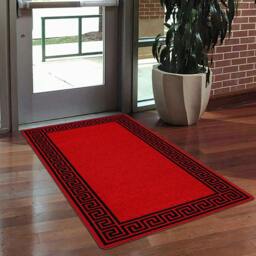 Rackhams Greekey Gel Mat - Red Black - 67cm x 120cm (2.2ft x 3.9ft) - thumbnail 1