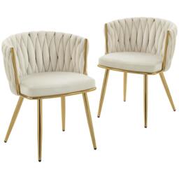 Rackhams Upholstered Kitchen Chairs Set of 2 with Woven Backrest - Velvet - Dark Blue - Set of 2 - thumbnail 3