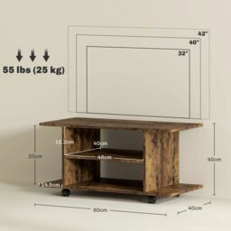 Rackhams Modern TV Cabinet Stand Storage Shelves Table Mobile Rustic Brown - Rustic Brown - thumbnail 5