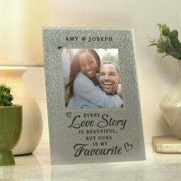 Rackhams Personalised Love Story 4x4 Glitter Glass Photo Frame - thumbnail 2