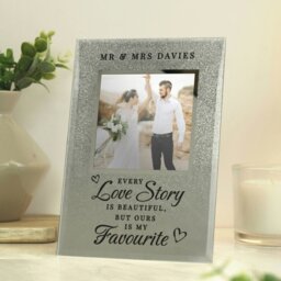 Rackhams Personalised Love Story 4x4 Glitter Glass Photo Frame - thumbnail 4