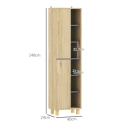 Rackhams Bathroom Storage Unit with 6 Open Compartments and 6 Shelves - Natural wood finish - thumbnail 5