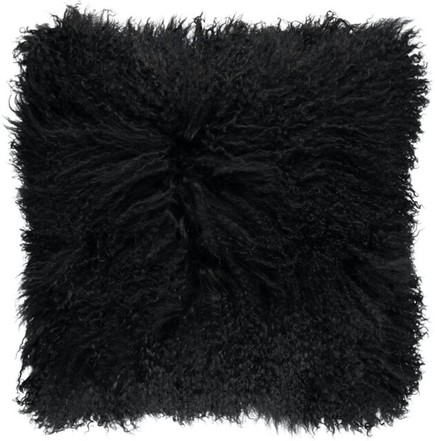 Rackhams Curly Sheepskin Cushion - Doublesided - 56x56 cm - 40x40 cm - Black - 40x40 cm - image 1