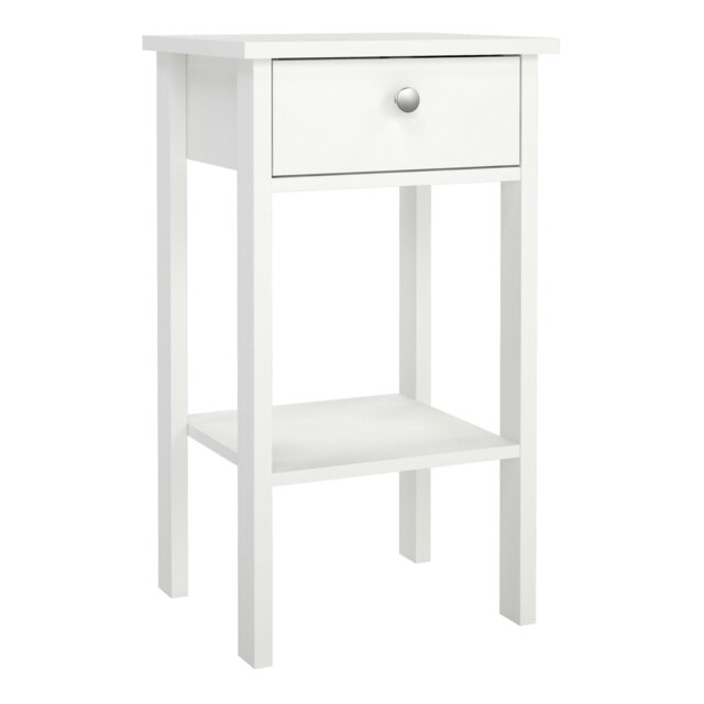 Rackhams Madrid Bedside Table with 1 Drawer in White - White - Manufactured wood - 1 - image 1