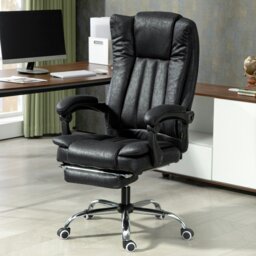 Rackhams Executive Office Chair Computer Desk Chair for Home w/ Footrest, Grey - Black - thumbnail 1