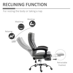 Rackhams Executive Office Chair Computer Desk Chair for Home w/ Footrest, Grey - Black - thumbnail 5