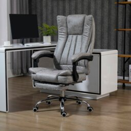 Rackhams Executive Office Chair Computer Desk Chair for Home w/ Footrest, Grey - Black - thumbnail 2