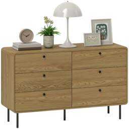 Rackhams Chest of Drawers for Bedroom, Modern 6 Drawer Dresser, Oak - Oak - 4 - thumbnail 3