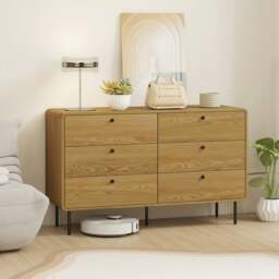 Rackhams Chest of Drawers for Bedroom, Modern 6 Drawer Dresser, Oak - Oak - 4 - thumbnail 2