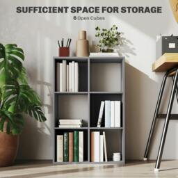 Rackhams Salusosu Wooden Light Grey 6 Cube Storage Bookcase - thumbnail 5