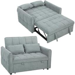 Rackhams 2 Seater Sofa Bed, 3-in-1 Sleeper Sofa with Adjustable Backrest - Tan - Sofa Bed - thumbnail 3