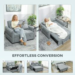 Rackhams 2 Seater Sofa Bed, 3-in-1 Sleeper Sofa with Adjustable Backrest - Tan - Sofa Bed - thumbnail 5
