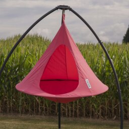 Rackhams Single Cacoon Hanging Chair - Coral Rose - thumbnail 2