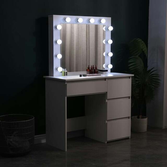 Rackhams 43cm D Hollywood Dressing Table with Large Lighted Mirror - image 1