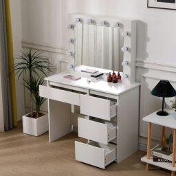 Rackhams 43cm D Hollywood Dressing Table with Large Lighted Mirror - thumbnail 4