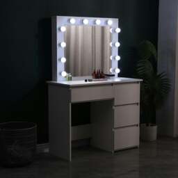 Rackhams 43cm D Hollywood Dressing Table with Large Lighted Mirror