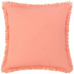 Rackhams Gracie Fringed Velvet Cushion Cover - Coral - 45cm x 45cm - Coral - 100% Cotton - thumbnail 3
