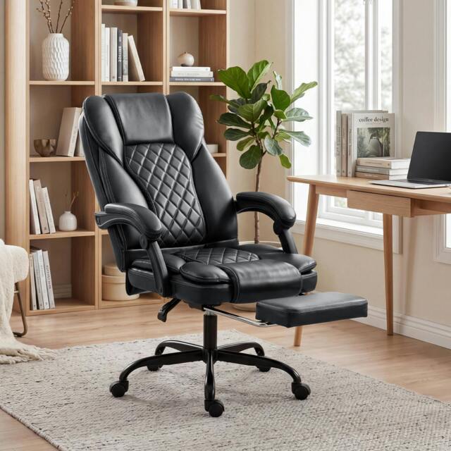 Rackhams Home Office Chair Reclining Function High Back - Black - image 1