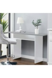 Rackhams Gray Top Rectangular Narrow Console Table Breakfast Coffee Bar Table - Grey