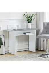 Rackhams Gray Top Rectangular Narrow Console Table Breakfast Coffee Bar Table - Grey - thumbnail 2