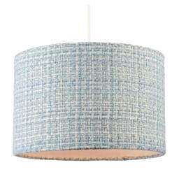 Rackhams Modern drum Lamp Shade Upholstered in Soft Woven Boucle Style Fabric - thumbnail 2