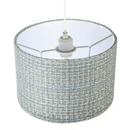 Rackhams Modern drum Lamp Shade Upholstered in Soft Woven Boucle Style Fabric - thumbnail 3