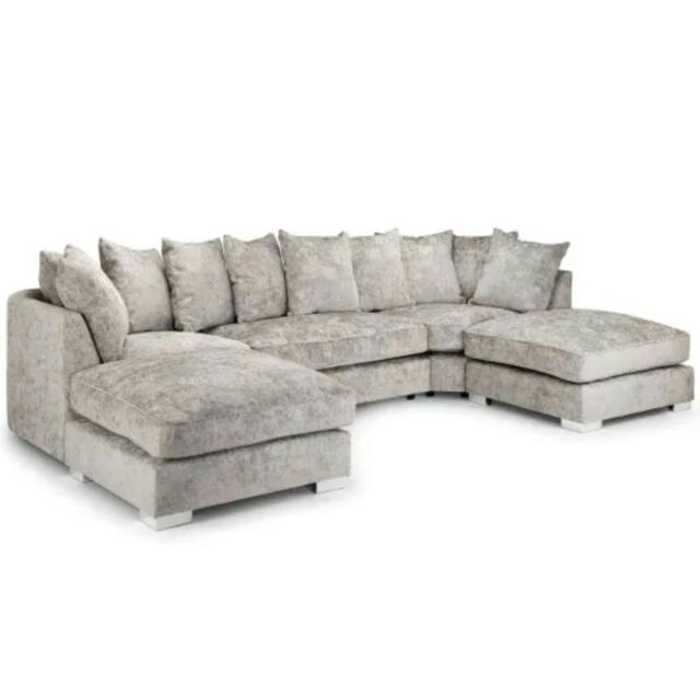 Rackhams London U Shape Silver Scatterback Corner Sofa - Silver - image 1
