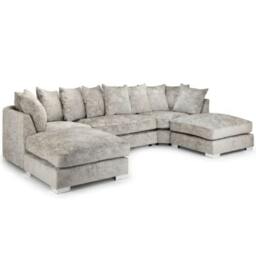 Rackhams London U Shape Silver Scatterback Corner Sofa - Silver - thumbnail 1