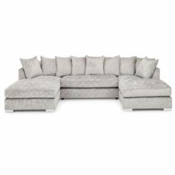 Rackhams London U Shape Silver Scatterback Corner Sofa - Silver - thumbnail 2