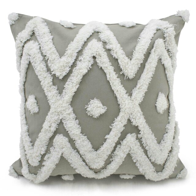 Rackhams Boho Tuft Cushion - 43cm x 43cm - Grey - image 1