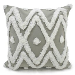 Rackhams Boho Tuft Cushion - 43cm x 43cm - Grey - thumbnail 1
