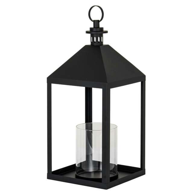 Rackhams Astral Glass Lantern Candle Holder - Black - Black - 61cm x 25cm x 25cm - 100% Mixed - image 1