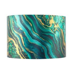Rackhams Modern Green and Gold Satin Fabric Lamp Shade with Wavy Marble Design - thumbnail 5