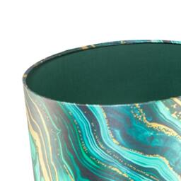 Rackhams Modern Green and Gold Satin Fabric Lamp Shade with Wavy Marble Design - thumbnail 4