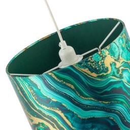 Rackhams Modern Green and Gold Satin Fabric Lamp Shade with Wavy Marble Design - thumbnail 3