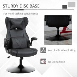 Rackhams Gaming Chair Home Office Chair w/ Swivel Pedestal Base Lumbar Support - Black - thumbnail 4