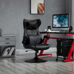 Rackhams Gaming Chair Home Office Chair w/ Swivel Pedestal Base Lumbar Support - thumbnail 1