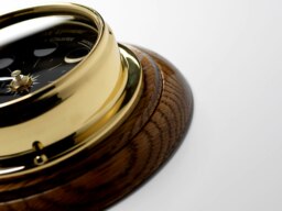Rackhams Prestige Brass Moon Phase Clock With a Jet Black Dial Mounted on Solid English Dark Oak - thumbnail 5