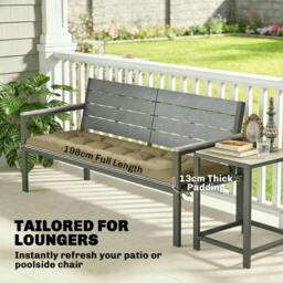 Rackhams Sun Lounger Cushion, Memory Foam Patio Chair Cushion with Ties - Sand brown - Outdoor Sofa Cushion - 65 x 198 x 13 cm - thumbnail 4
