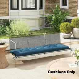 Rackhams Sun Lounger Cushion, Memory Foam Patio Chair Cushion with Ties - Sand brown - Outdoor Sofa Cushion - 65 x 198 x 13 cm - thumbnail 6