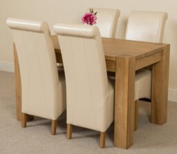Rackhams Kuba Small Oak Dining Table with Montana Leather Chairs - 6 chairs - Burgundy - thumbnail 2