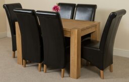 Rackhams Kuba Small Oak Dining Table with Montana Leather Chairs - 6 chairs - Burgundy - thumbnail 5