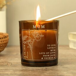 Rackhams Personalised June Birth Flower Amber Glass Candle - thumbnail 4