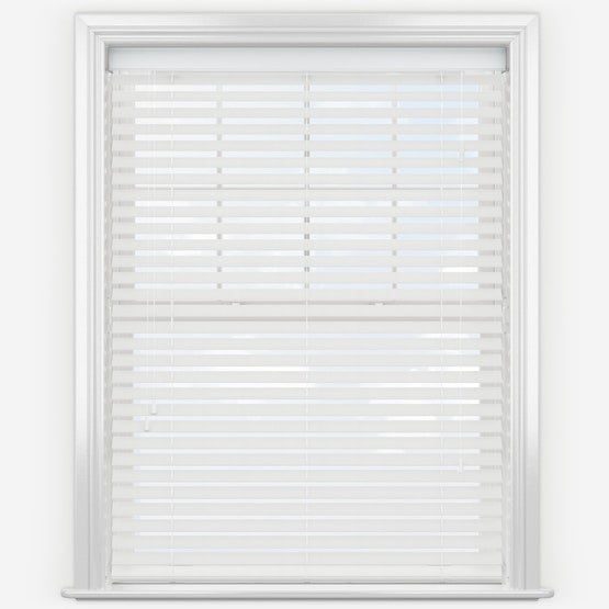 Rackhams Ultra White Faux Wood Fine Grain Venetian Blinds with Strings - 250cm - image 1